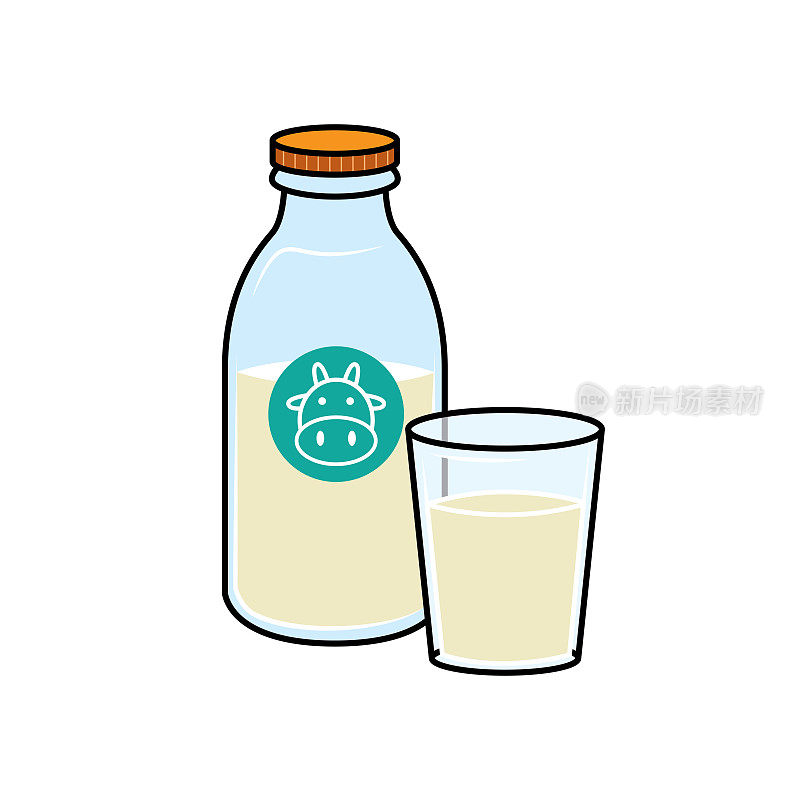 矢量插图的牛奶隔离在白色的背景为孩子着色活动工作表/工作簿。